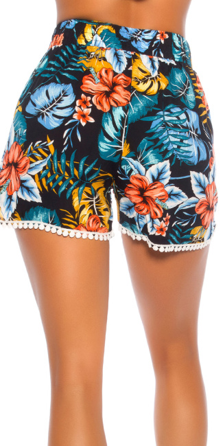 Trendy zomer hoge taille-shorts met print marineblauw